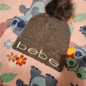 Bebe Charcoal Beanie with Pom Pom